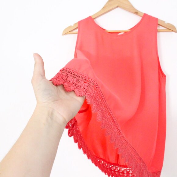 *Anthropologie Elodie Pink Blouse Tank with Lace Trim - Picture 3 of 4